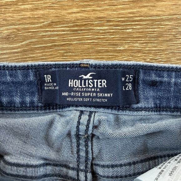 Hollister Women's Mid-Rise Super Skinny Jeans Blue Stretch Size 1R W25 L28 - Picture 3 of 11